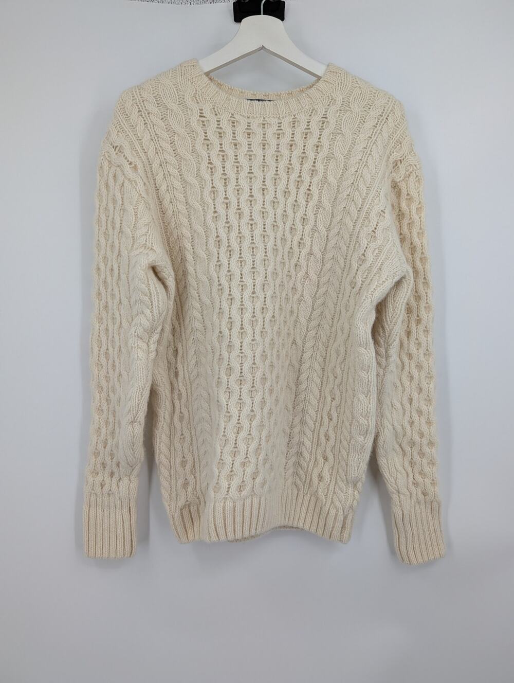 Brandy Melville Winona Heavy Wool Cable Knit Sweater MH320 Cream Warm Preppy OS